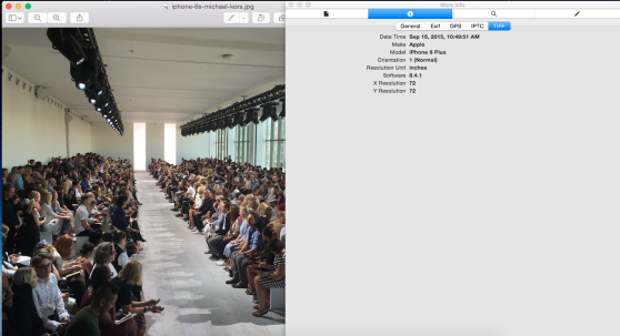 Vogue Fashion Week iPhone 6S+ EXIF Data