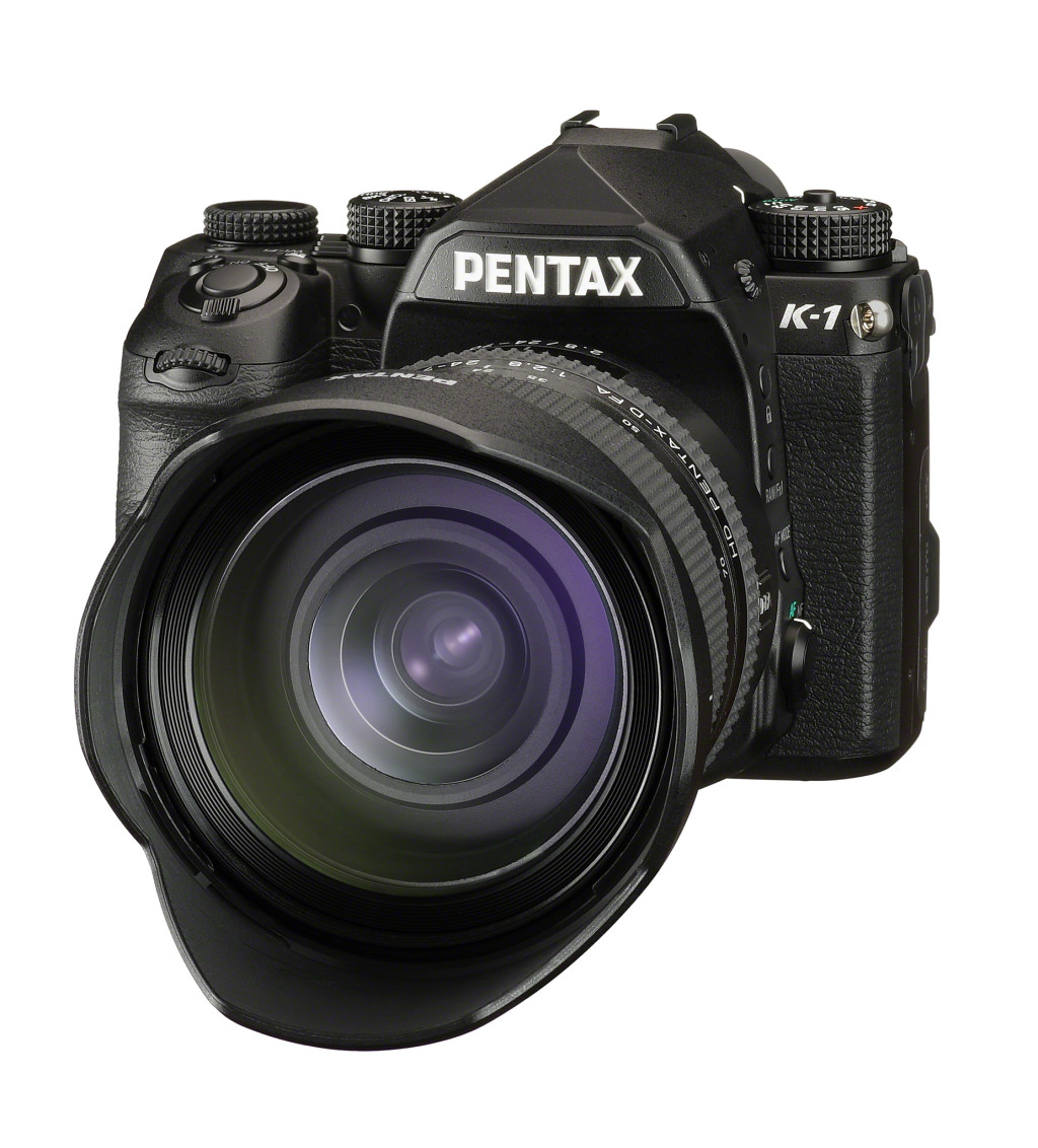 PENTAX K-1_front angled_with hood